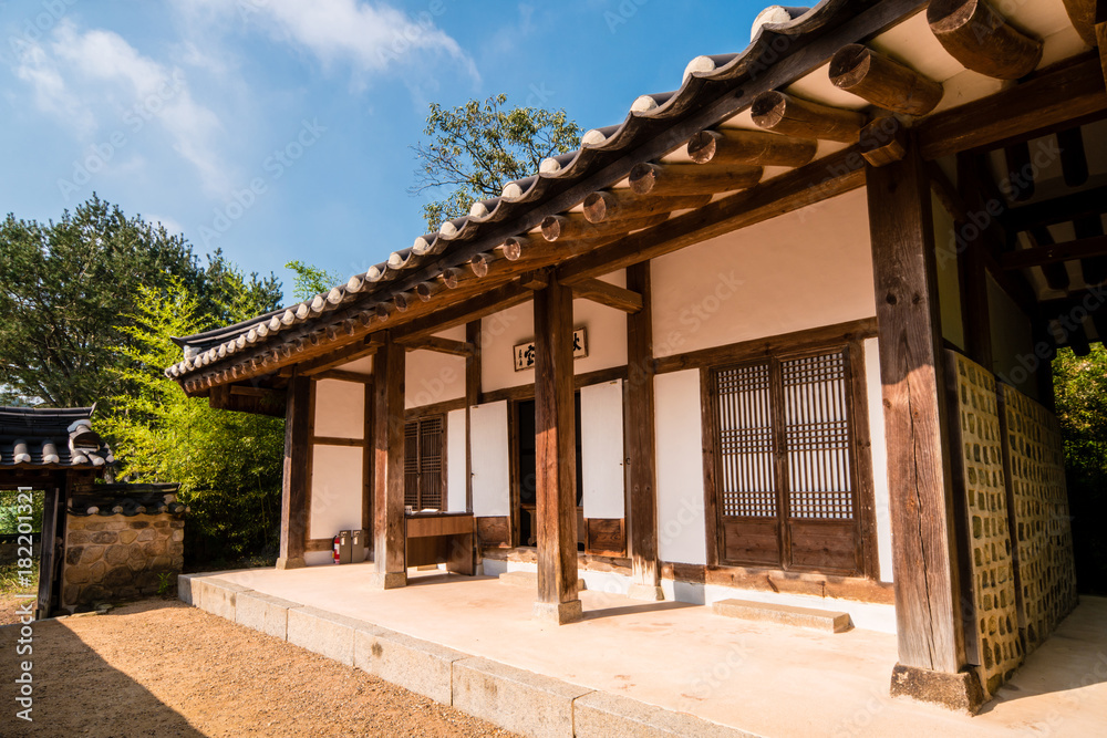 yesan-gun, Chungcheongnam-do, South Korea - August 31, 2017 : This is the birthplace of Kim Jeong-hui, a famous scholar of the Joseon Dynasty. yesan-gun, Chungcheongnam-do, South Korea - August 31, 2017 : This is the birthplace of Kim Jeong-hui, a famous scholar of the Joseon Dynasty.