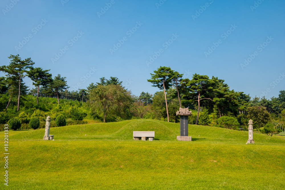 Obraz premium yesan-gun, Chungcheongnam-do, South Korea - August 31, 2017 : This is the Tomb of Kim Jeong-hui, a famous scholar of the Joseon Dynasty.