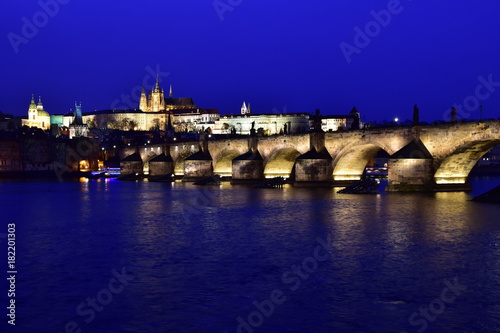 Prague, Vltava, Prague Castle and bridge