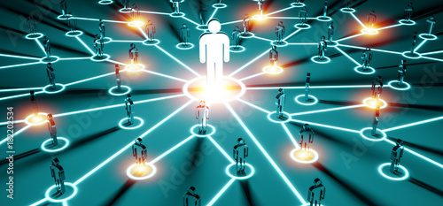 Leader connecting a group of people 3D rendering photo