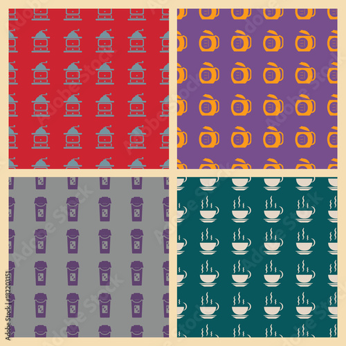 Coffee vector illustration on a seamless pattern background