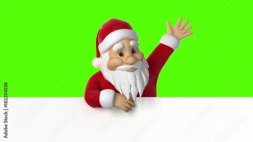 Santa Claus waving on a green background, seamless looping 3d animation. 4K Santa Claus waving on a green background, seamless looping 3d animation. 4K