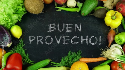 Buen provecho Spanish fruit stop motion, in English Bon appetit photo