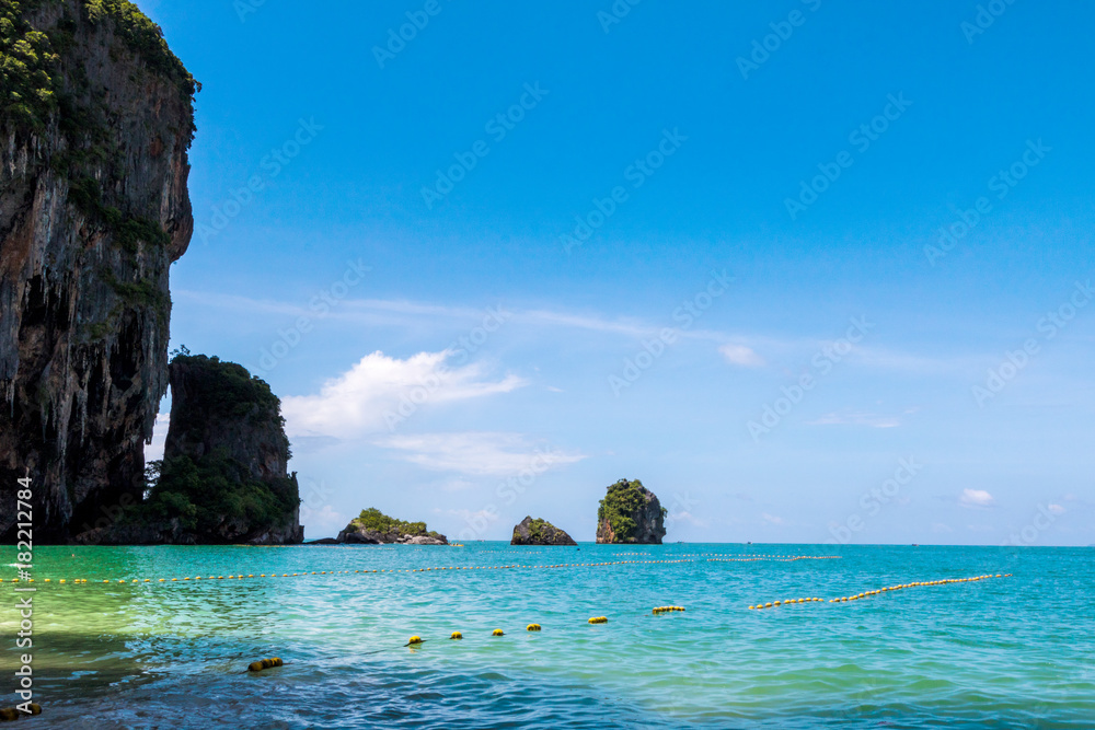 Obraz premium beach sand sea and island,sky