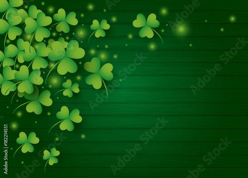 St Patricks day background design of clover leaves with copy space vector illustration