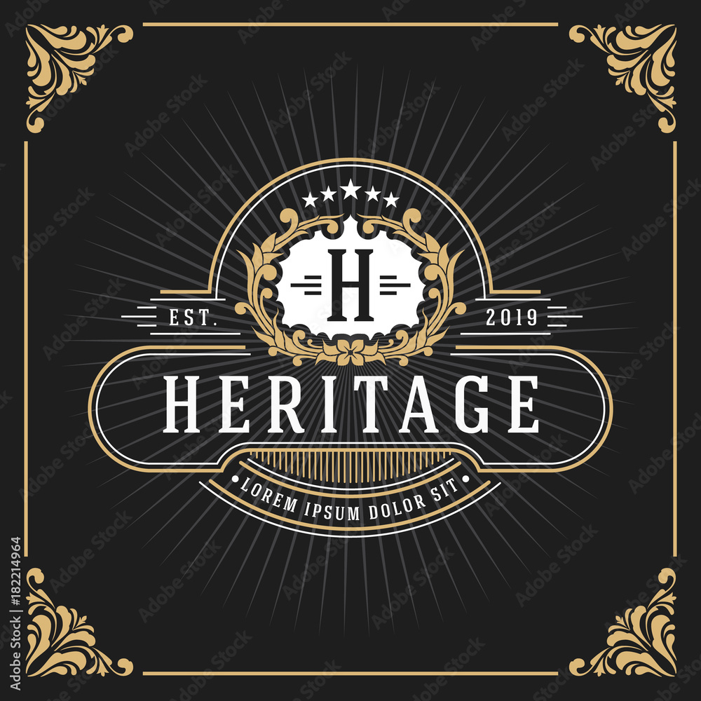 Fototapeta premium Vintage Luxury Monogram Banner Template Design