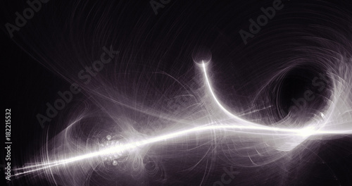 White Abstract Lines Curves Particles On Dark Background