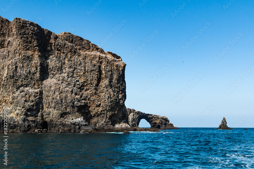 Arch rock natural bridge and Anacapa Island in Channel Islands National  Park off the coast of Ventura, California.
