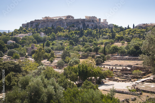 View over the ruins of the Agora, a major landmark in Athens, the capital of Greece

