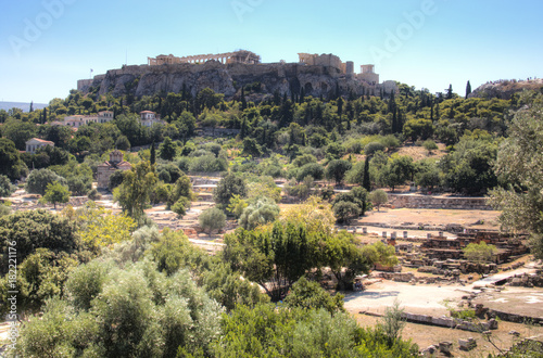 View over the ruins of the Agora, a major landmark in Athens, the capital of Greece
