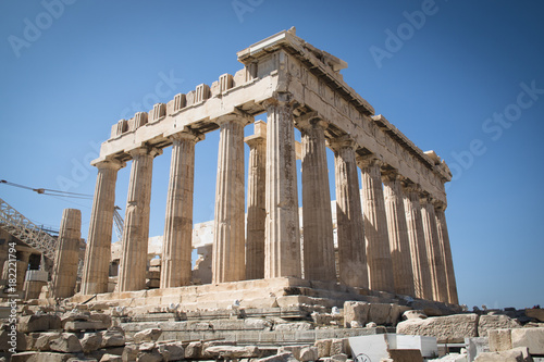 The Parthenon or temple of Athena on the Acropolis in Athens, the capital of Greece 