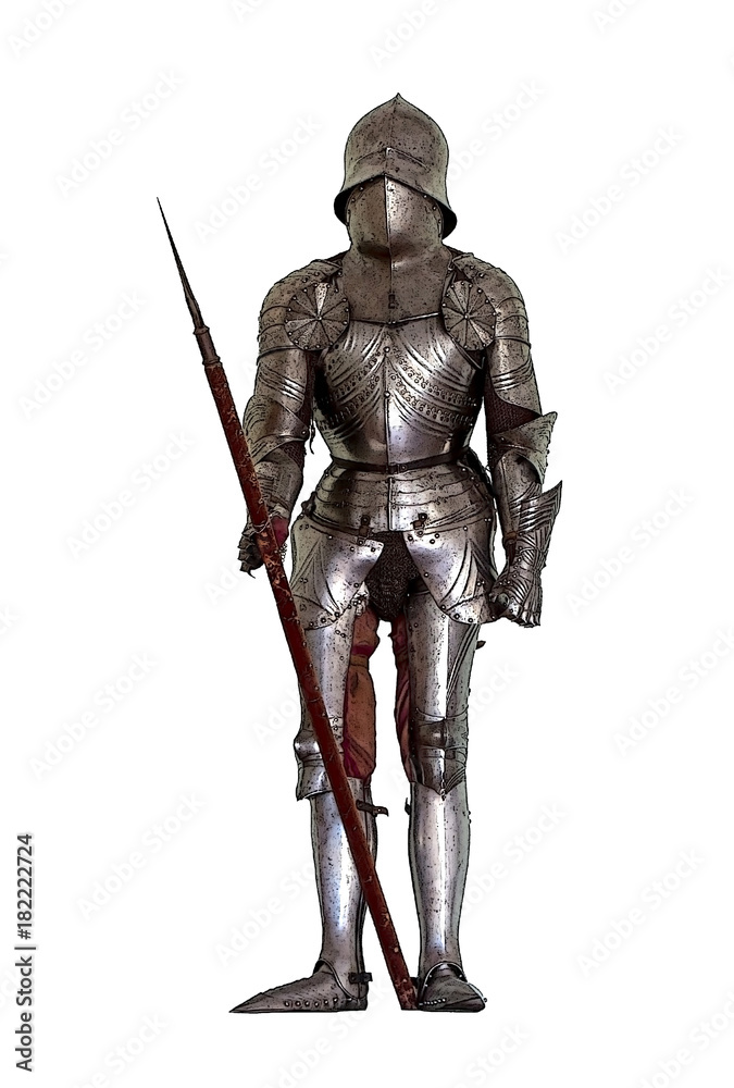 illustration of Medieval knight's armor isolated on white background