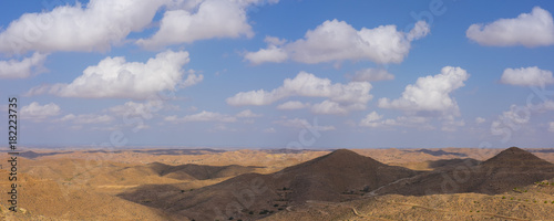 Badlands, arid landscape in Matmata, Tunisia.