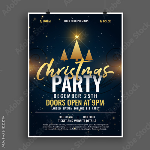 dark christmas party celebration invitation template design