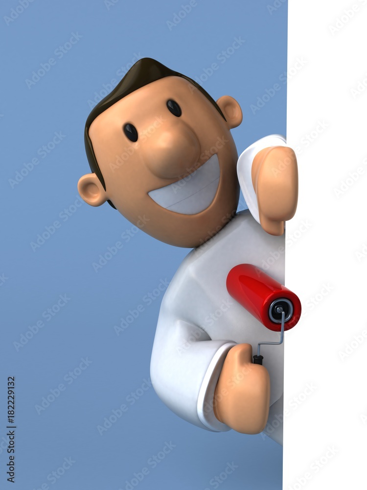 Cartoon painter - 3D Illustration Cartoon painter - 3D Illustration