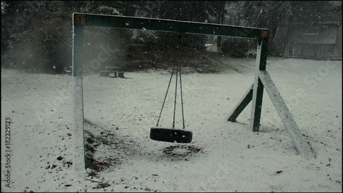 tire swing swings in snow photo