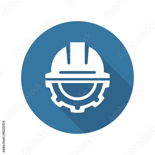Engineering Icon. Gear and Hard Hat. Development Symbol.