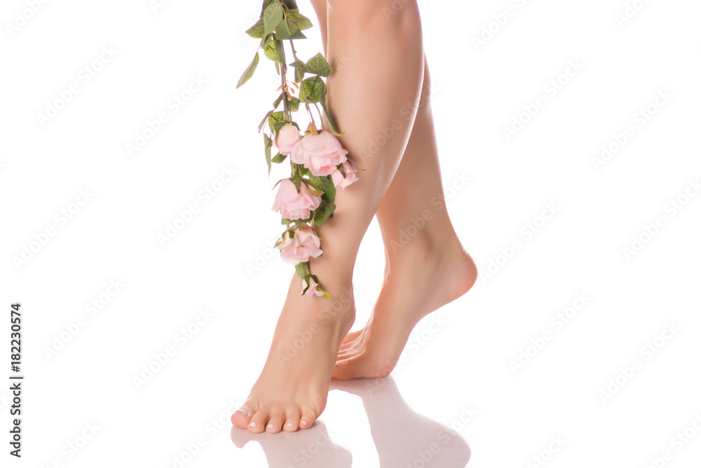 Female feet heel flowers Female feet heel flowers
