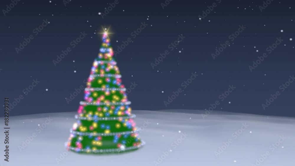 Glowing Christmas tree and falling snowflakes. Abstract CGI animation. Glowing Christmas tree and falling snowflakes. Abstract CGI animation.