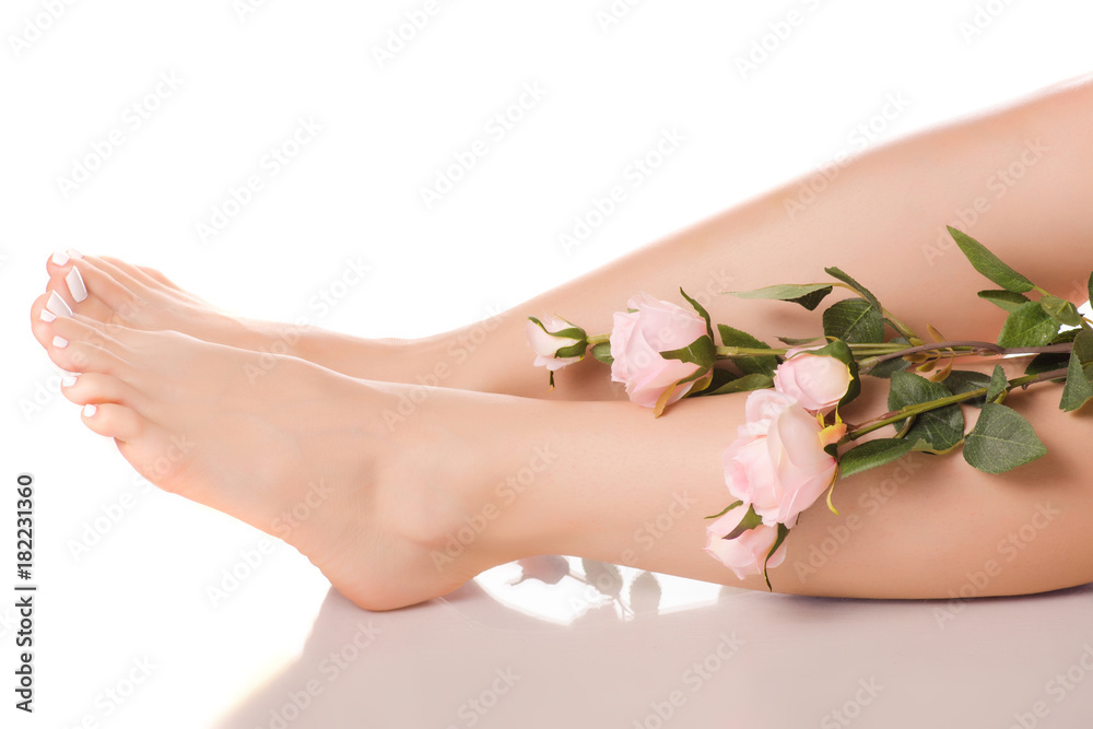 Female feet heel flowers