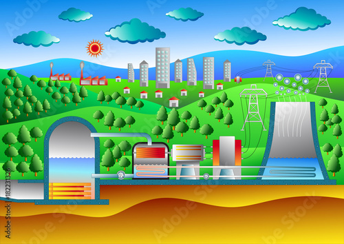 Nuclear power plant, Vector.