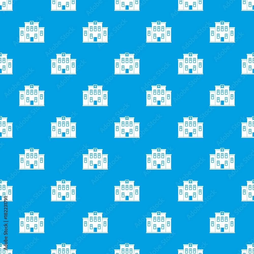 Naklejka premium City hospital building pattern seamless blue