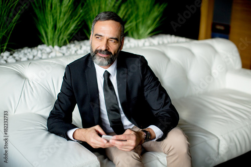 Handsome businessman typing...