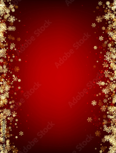 Red winter background with snowflakes.