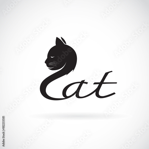 Vector of design cat is text on a white background. Pet. Animal Logo.