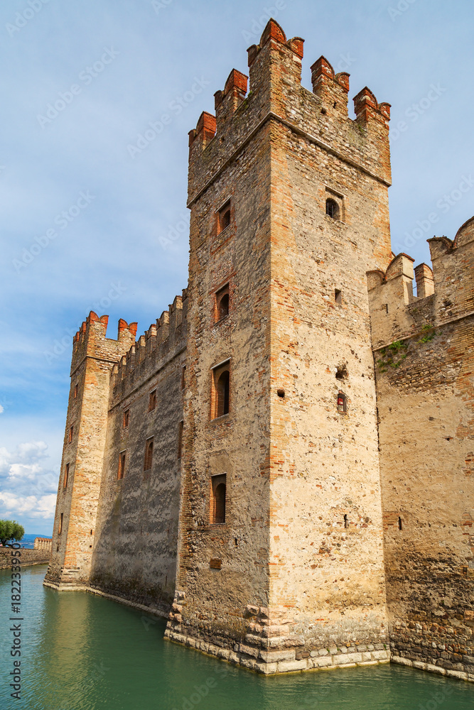 Scaliger castle is historical landmark of the city Sirmione in Italy on the lake Garda. Medieval Italian castle.