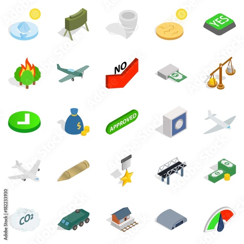 Army icons set, isometric style