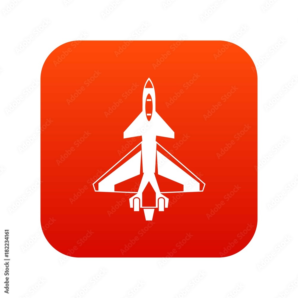 Military fighter jet icon digital red