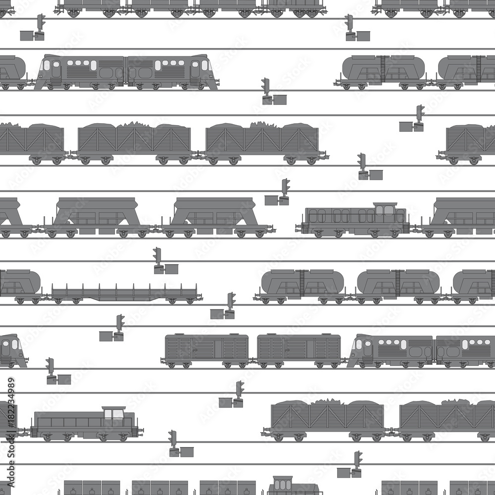 Fototapeta premium Pattern from illustrations on a railroad theme