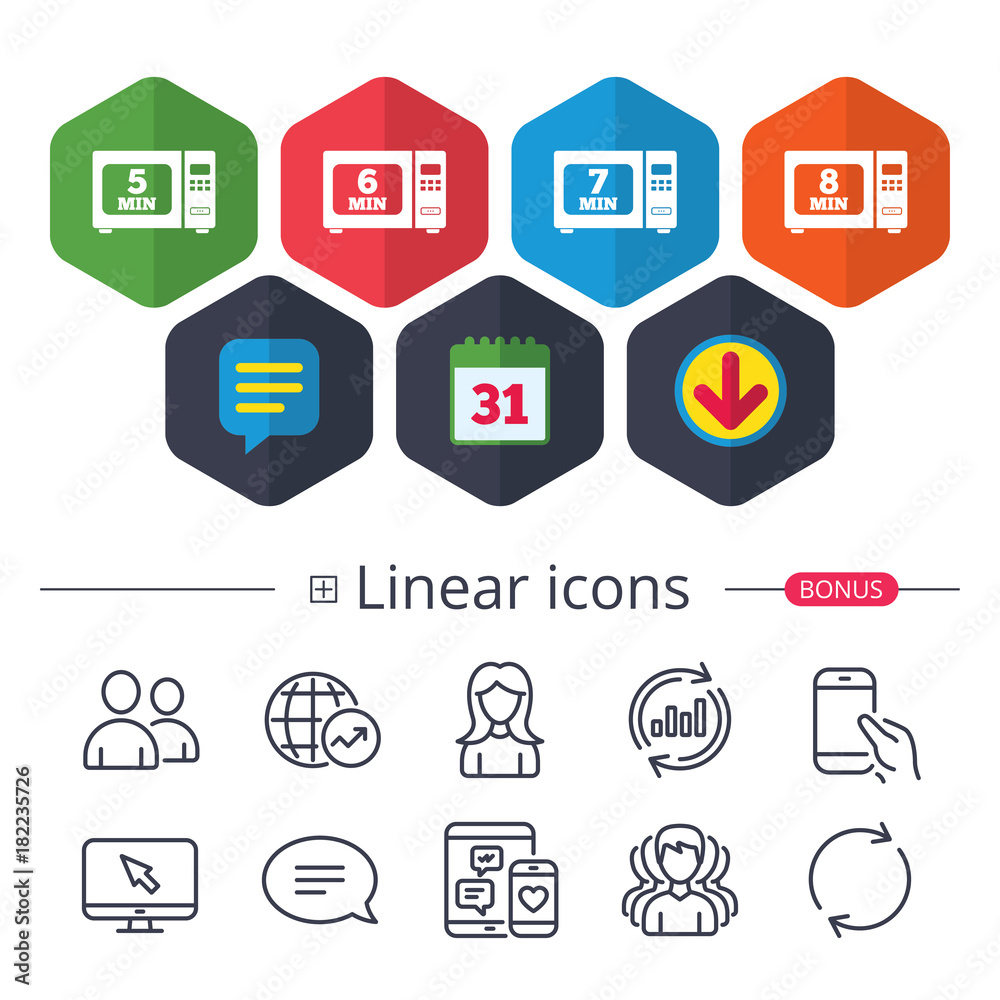 Microwave oven icons. Cook in electric stove. Microwave oven icons. Cook in electric stove.