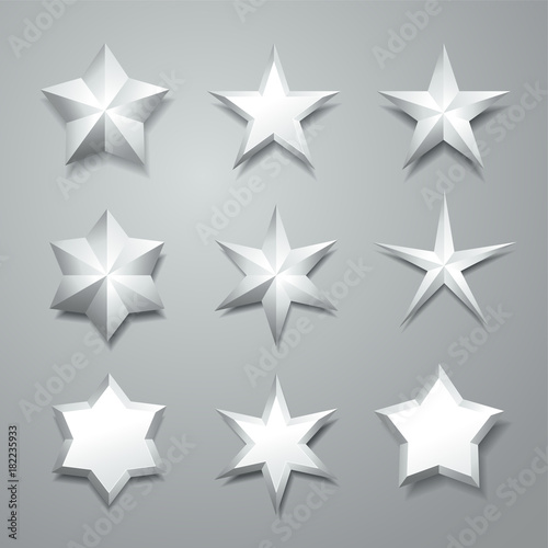 Grey isolated 3d stars.