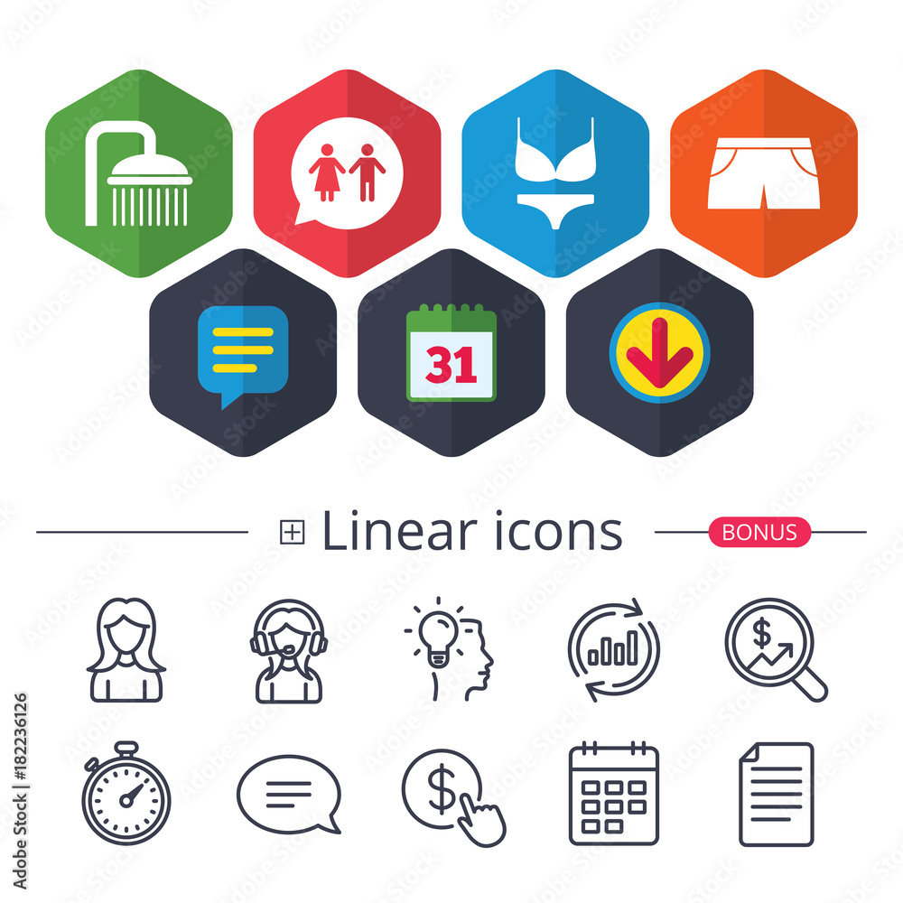 Swimming pool icons. Shower and swimwear signs. Swimming pool icons. Shower and swimwear signs.