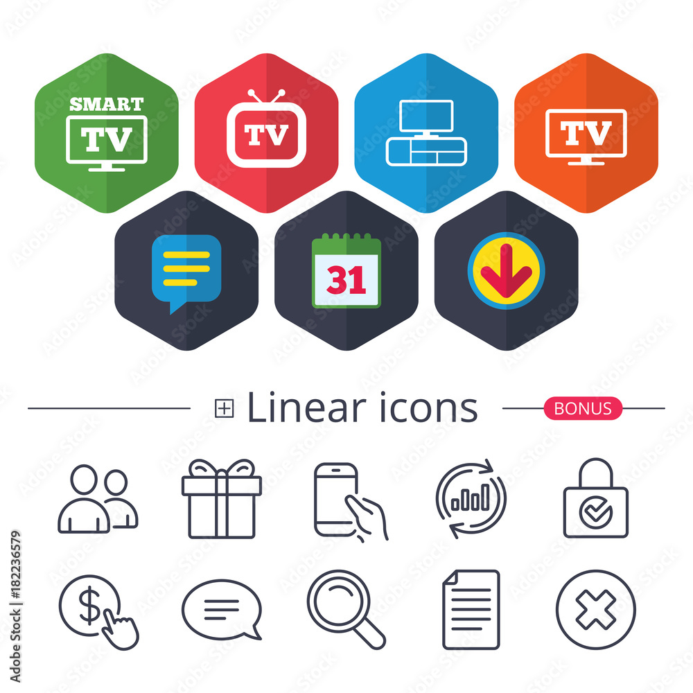 Smart TV mode icon. Retro television symbol. Smart TV mode icon. Retro television symbol.