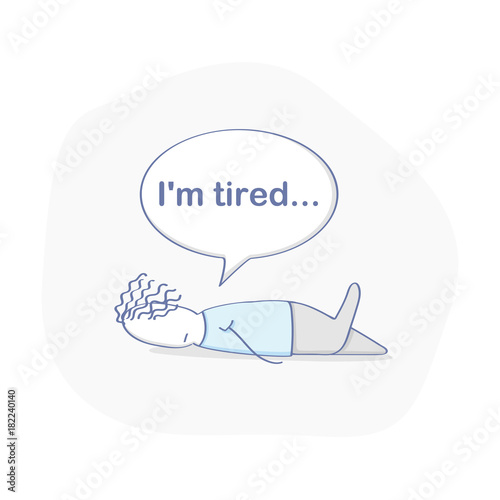 Tired cartoon character lies on the floor. Depression, overwork, emotional  weakness, no energy concept. Flat outline vector illustration in modern  cartoon design style. Stock Vector | Adobe Stock