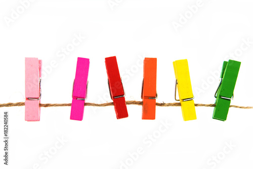 colorful wooden clothespin isolated photo