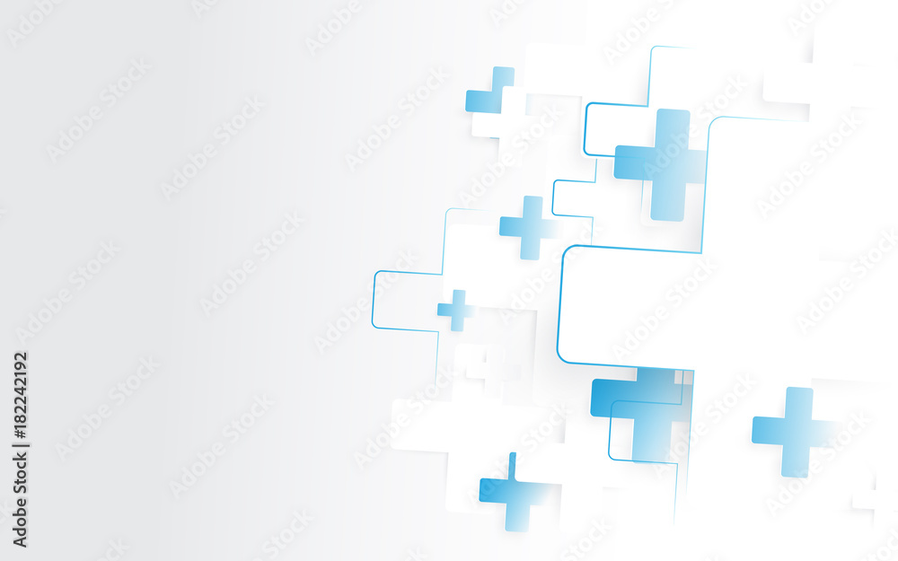 Abstract white and blue Medical crosses sign background