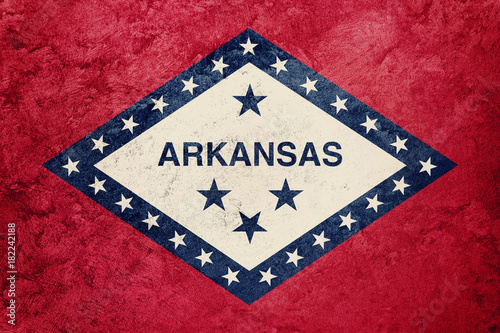 Grunge Arkansas state flag. Arkansas flag background grunge texture.