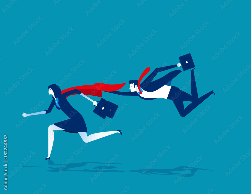 Fototapeta premium Super leader for business team. Concept business vector illustration. Flat character style.