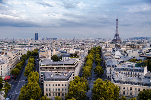 View of Paris from the Arc de Triomphe with the two towers in the background. Paris, France © Alvaro