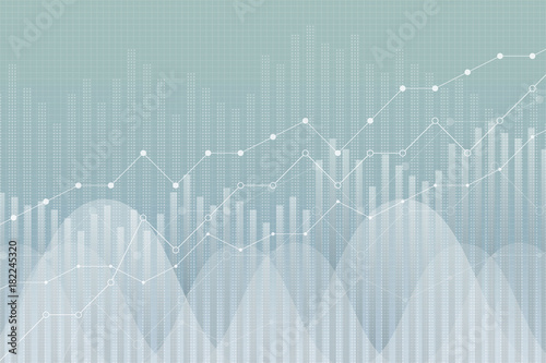 Financial growth, revenue graph, vector illustration. Trend lines, columns, market economy information background. Chart analytics strategy concept. photo