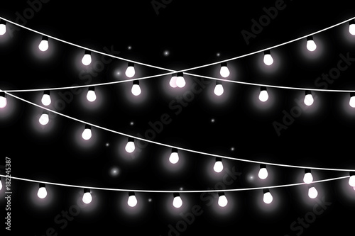 Christmas lights isolated on transparent background. Xmas glowing garland. Vector illustration.