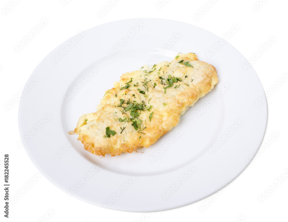 Chicken fillet in batter.