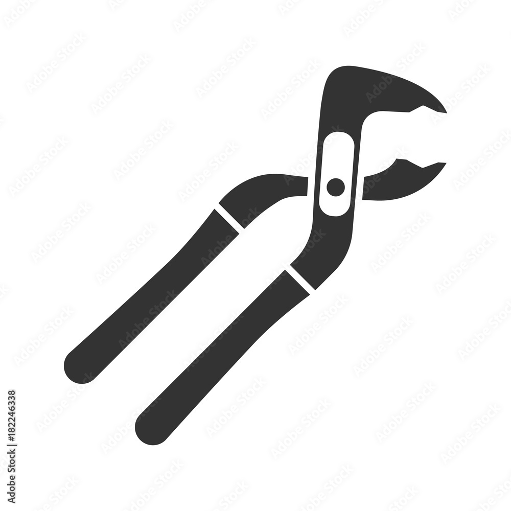 Tongue and groove pliers glyph icon Tongue and groove pliers glyph icon