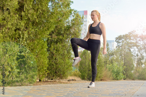 outdoor fitness, fashion, workout, health concept.