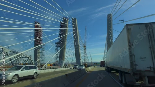 POV driving across Goethals Bridge from New Jersey to Staten Island photo