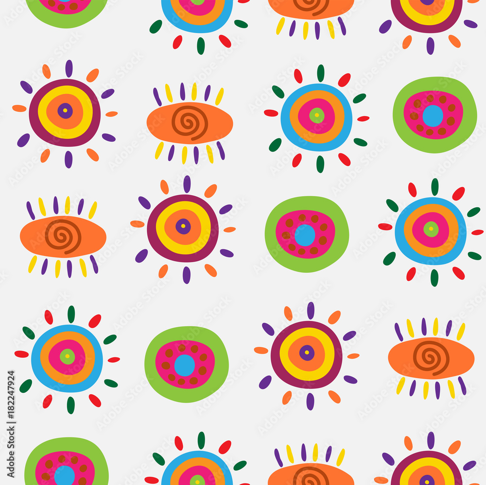 Fototapeta premium Abstract cute seamless ornament on white background